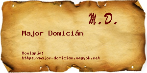 Major Domicián névjegykártya